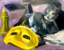 Yellow mask and kettle 